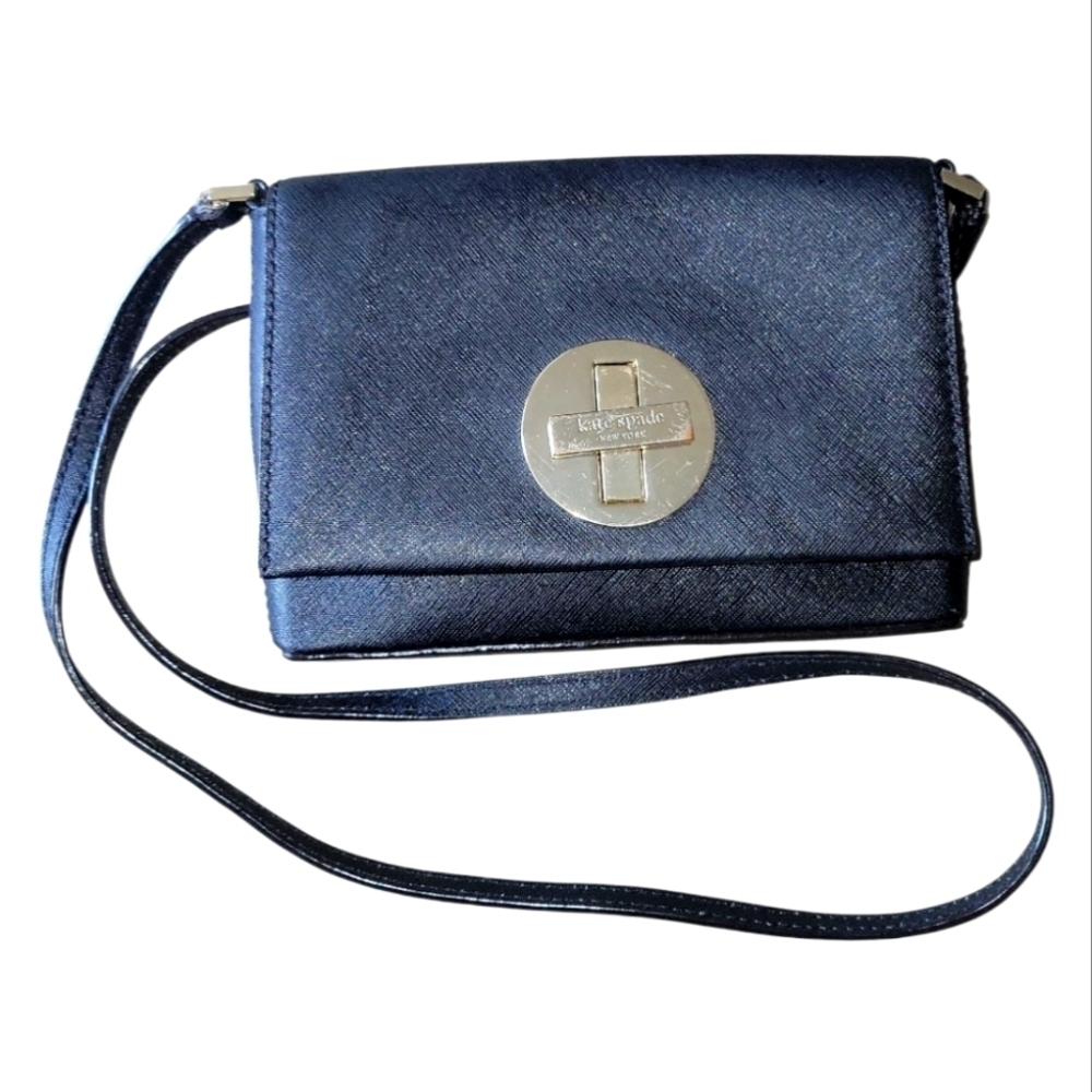 Kate Spade Newbury Lane Sally  Black Saffiano Leather Crossbody Bag